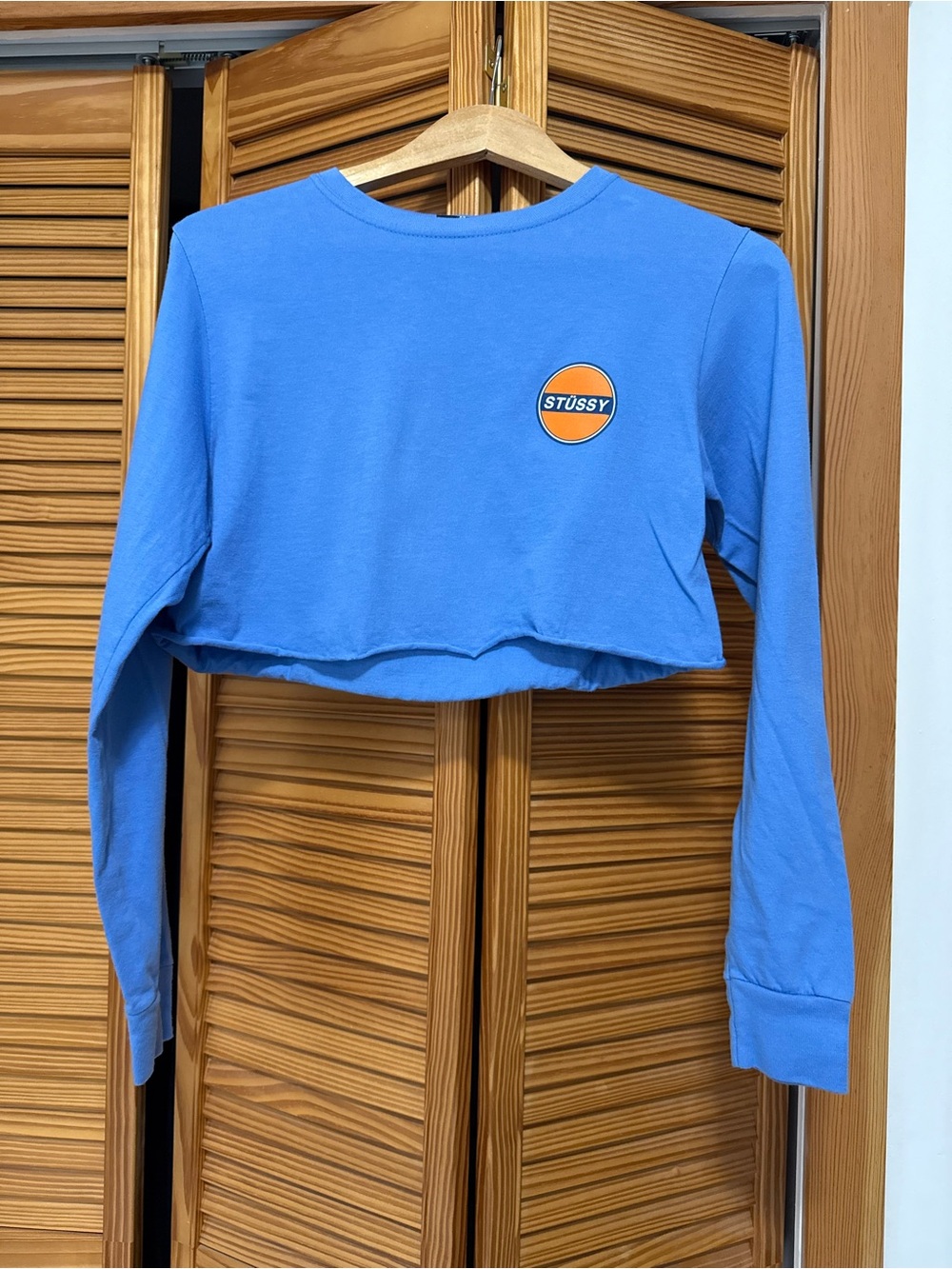 Stussy Light Blue Cropped Long Sleeve Tee